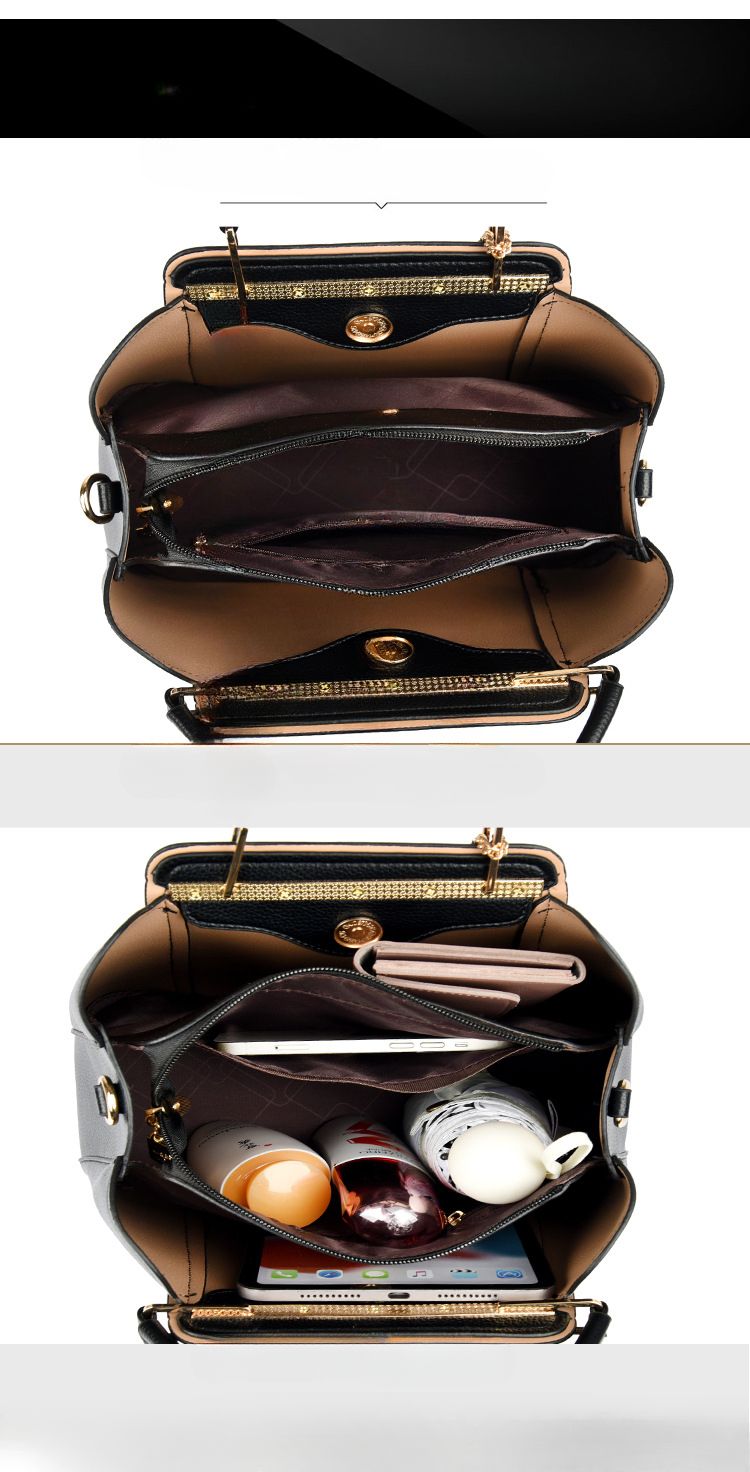 Borse a secchiello da donna Borse a tracolla alla moda da donna Borse a tracolla con struttura in pelle PU Borse versatili_voghion.com