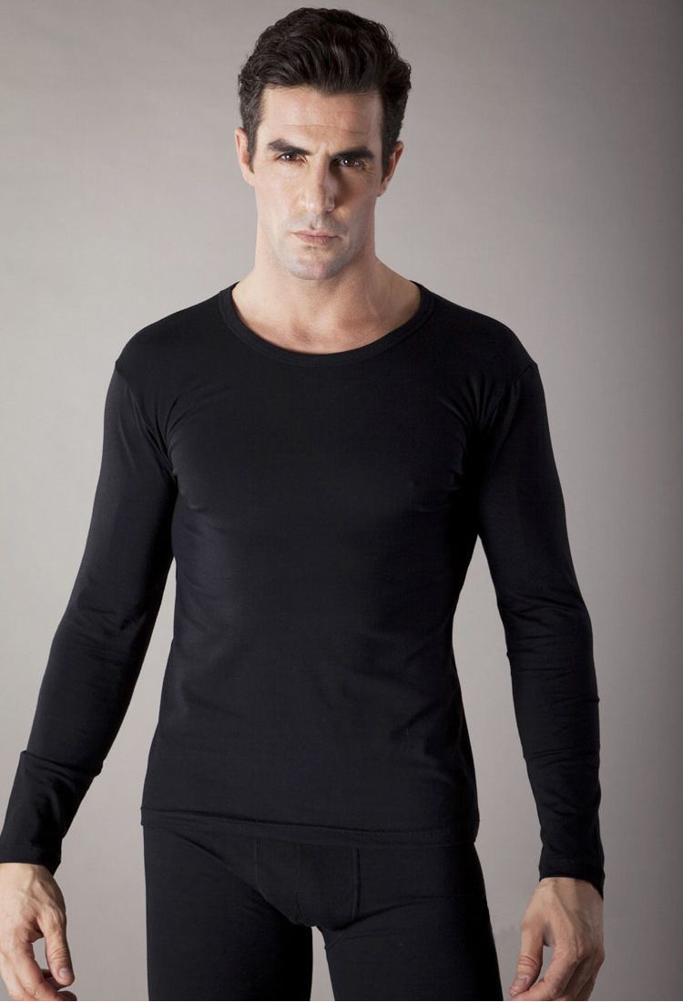 Ensemble de sous-vêtements thermiques pour homme – 95 % coton, col en V et caleçon long (M-XXL, poids moyen, couche de base respirante pour l'hiver, noir/blanc/gris)_voghion.com