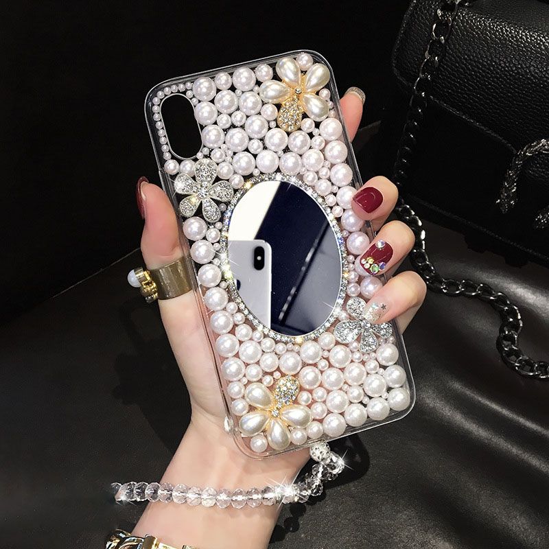 Bling Diamond Phone Cover, Cell Case for Samsung S24 S21 S22 23Ultra Note20, Design, Attractive Pearl Mirror, Wholesale_voghion.com