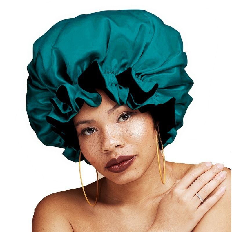 Double layer satin hair care cap confinement beauty extra large round hat chemotherapy cap sleeping cap_voghion.com
