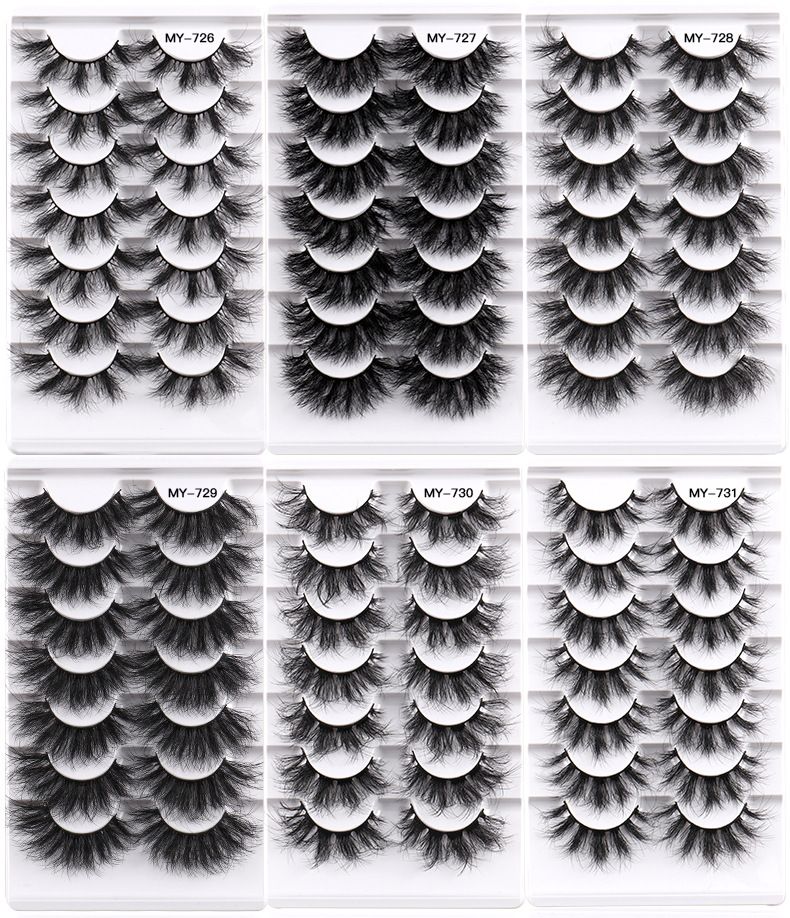 Set di extension per ciglia, ciglia finte con capelli fritti, ciglia finte spesse e spesse, ciglia finte tridimensionali multistrato._voghion.com