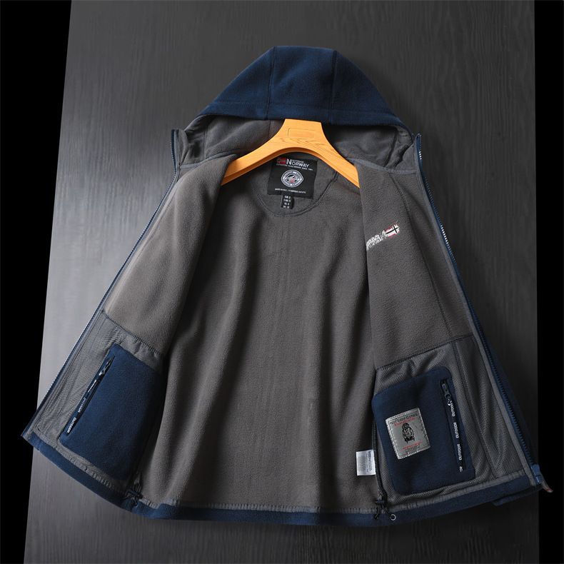 9819 hooded! From Norway cold resistant warm thick double layer hooded polar fleece winter large size men's plus velvet_voghion.com