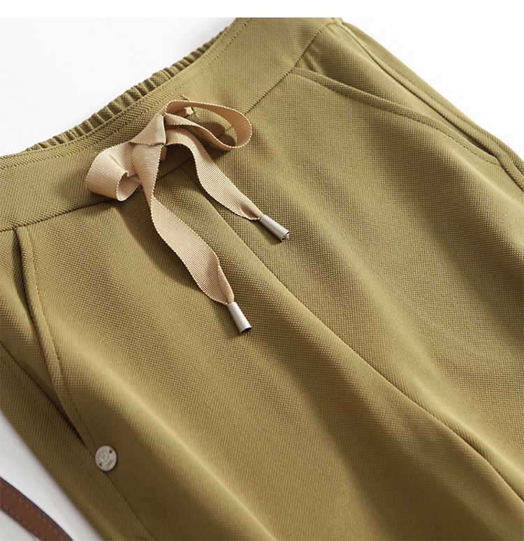 Women's Clothing Plaid Temperament Commuting Beltless High Waist Drawstring Loose Yellow Trousers Wide Leg Pants_voghion.com