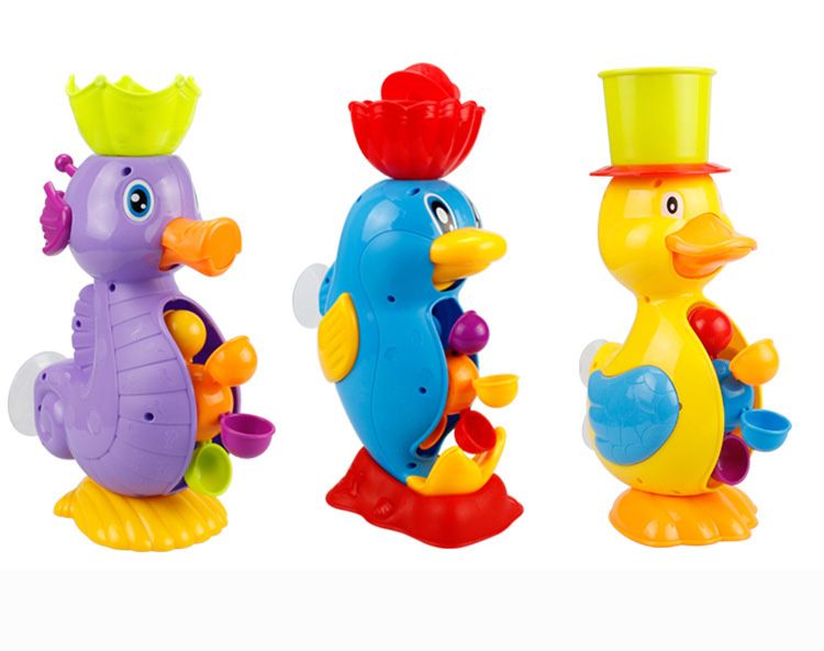 Kids Shower Bath Toys Cute Yellow Duck Waterwheel Toys Baby Faucet Bathing Water Spraying Tool Wheel Type Dabbling Toy_voghion.com