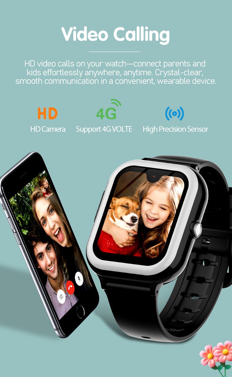 Smart Watch For Kids With GPS/WiFi/LBS Tracking, 1.78" HD Touchscreen, 30W Camera, Android-Compatible - Pink/Blue/Black_voghion.com