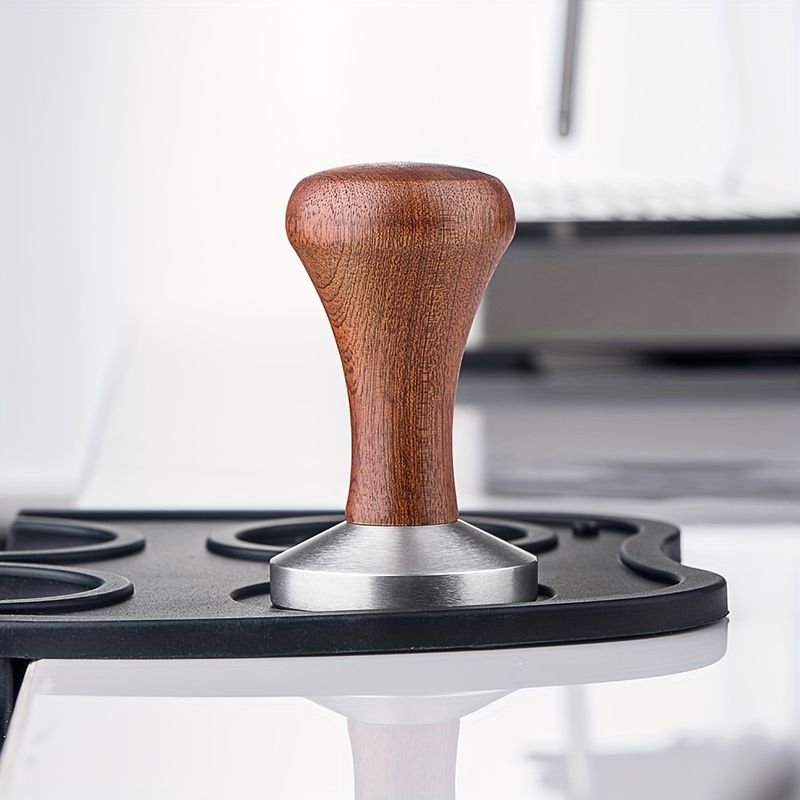 1pc, Pudder Press Hammer 51/53/58mm Holz Handle Pudder Press Kaffi Set mat Edelstahl Fest Pudder Press Hammer Pudder Distributeur._voghion.com