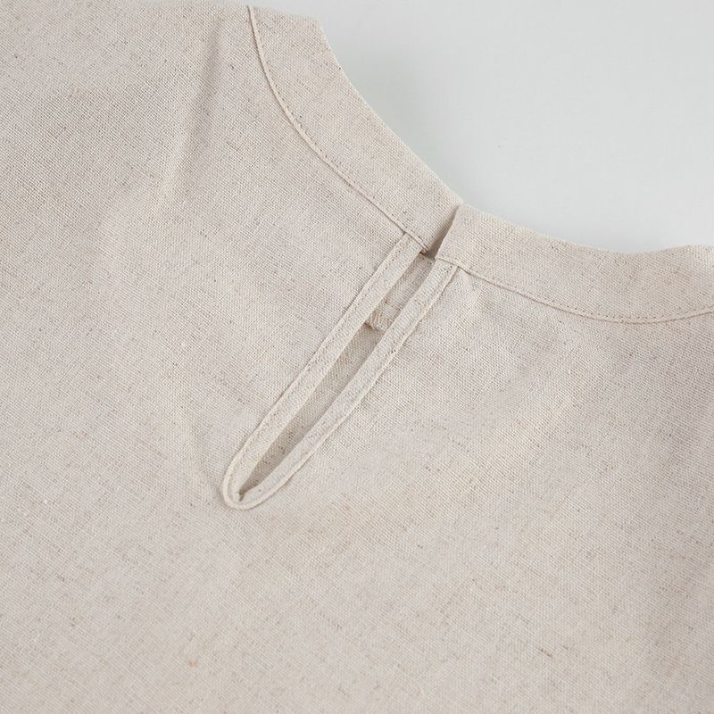 Moda feminina ombro almofada sem mangas blusa e calças de duas peças casual moda algodão linho terno_voghion.com