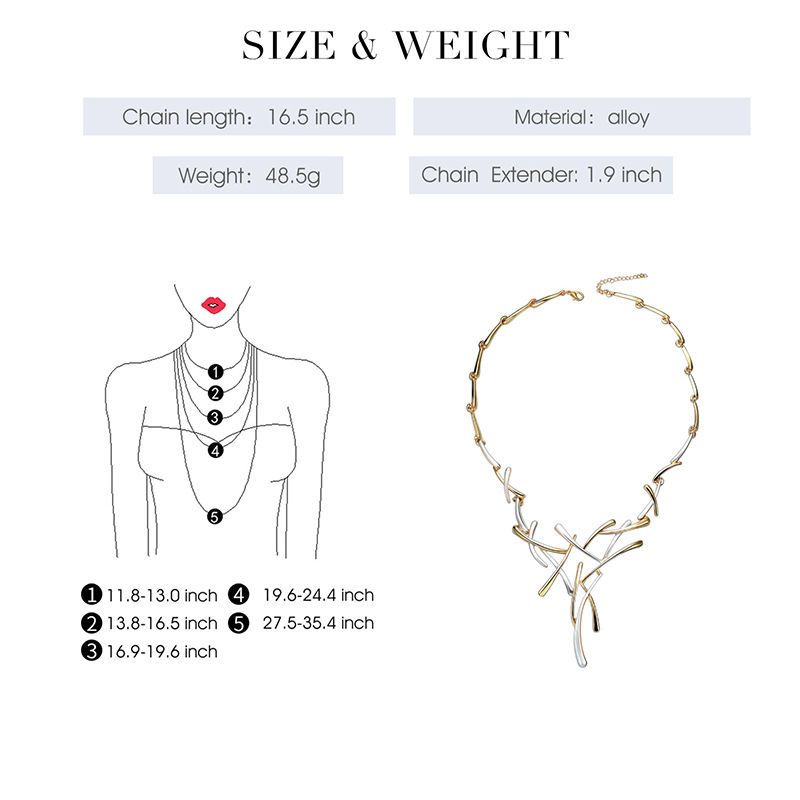 Novo conjunto de brincos de colar cruzado exagerado de duas cores, simples e versátil, acessório feminino da moda_voghion.com