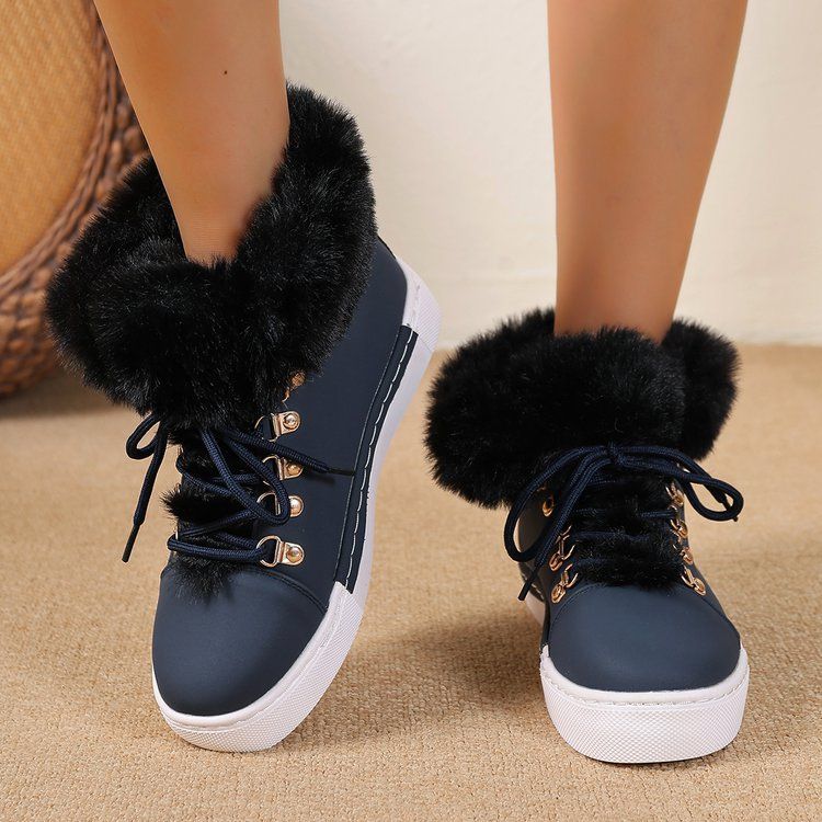 Women's Winter Snow Boots With Faux Fur Lining, Synthetic Leather Upper, And Rubber Sole For Warmth And Comfort Thickened Boots_voghion.com