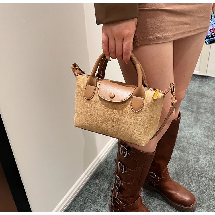 Autumn and winter new dumpling dragon bags, Xiang niche single shoulder crossbody bag, high-end suede handbag_voghion.com