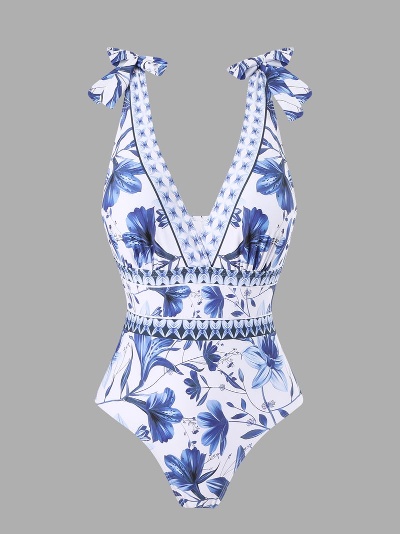 Maillot de bain une pièce sexy pour femme avec jupe fluide - Maillot de bain bikini col V pour la plage et la piscine - Contrôle du ventre et design push-up - Taille haute et séchage rapide_voghion.com