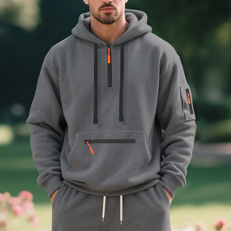 Herren Fleece-Kapuzenpullover – Warmer Winterpullover, Oversize-Passform, Lässige Streetwear (Schwarz, Weiß, Marineblau, Khaki, Grau) – M-XXXL_voghion.com