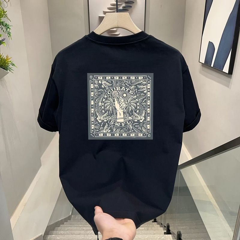 Pánské oblečení Bavlna Tričko s krátkým rukávem Pánské léto Nový Niche Design Sense High Street Top s kulatým výstřihem Polorukáv_voghion.com