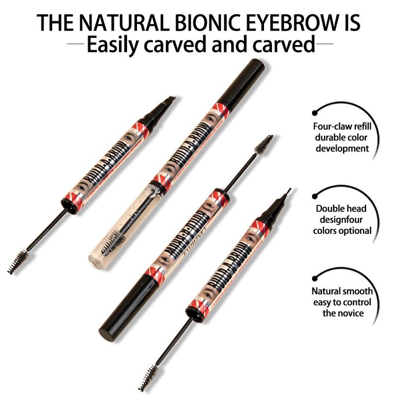 Eyebrow Enhancers Cosmetics LANZHIYUE Double Headed Four Pronged Eyebrow Pencil + Eyebrow Shaping Cream Quick Drying Waterproof Liquid Eyebrow Pencil_voghion.com
