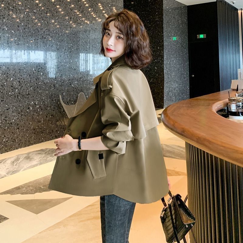 Temperament Short Windbreaker Women's Korean Version Suit Collar Long Sleeved Top Spring And Autumn New Loose_voghion.com