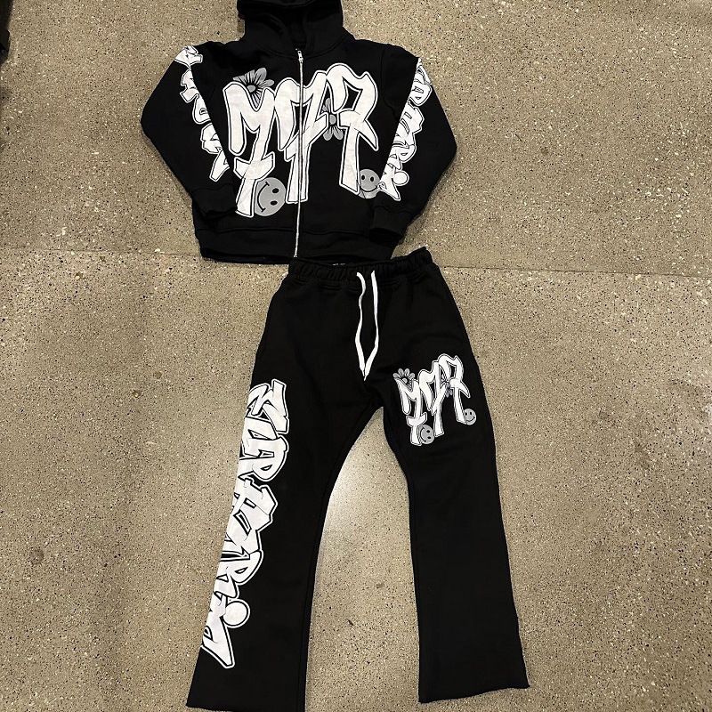 Men's Clothing Hip Hop Streetwear Hoodie & Jogger Set - Printed Graphic Pullover With Matching Pants - Loose Fit Casual Outfit For Winter_voghion.com