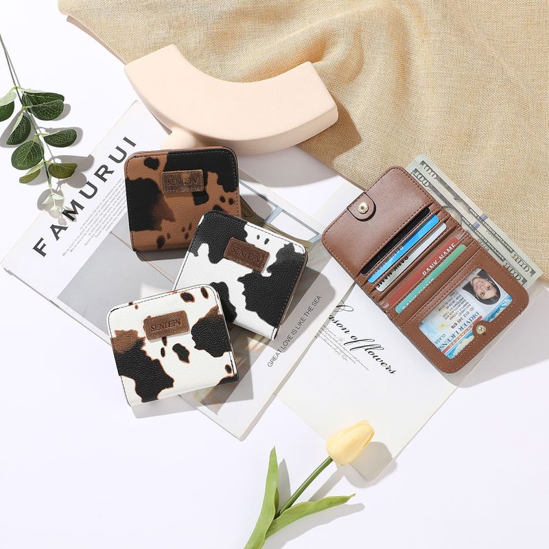 Geldbörse mit Kuh-Print und Leoparden-Print, modische Persönlichkeit, Pu-Leder, kleine Geldscheinklammer, Münzbörse_voghion.com