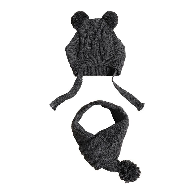 Christmas New Pet Dog Knitted Cute Warm Pom Snowflake Triangle Plaid Multi-color Scarf Hat Set_voghion.com