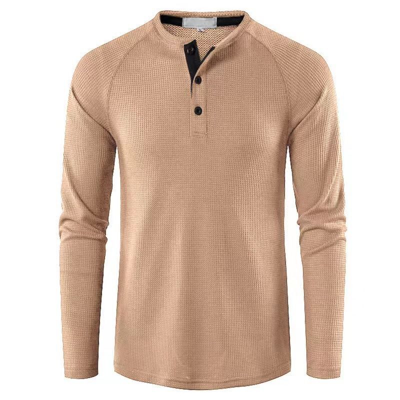 Unbeatable Quality Autumn And Winter New T-shirt Men's Solid Color Long Sleeved Base Henry Shirt_voghion.com