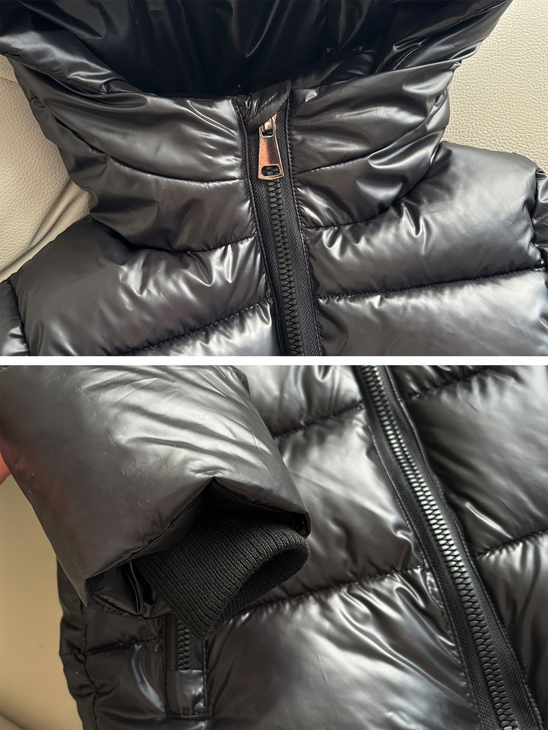 Cappotto con cappuccio in cotone nero e oro per bambini e bambine, nuovo cappotto invernale per bambini di taglia media e grande, spesso e lavabile_voghion.com