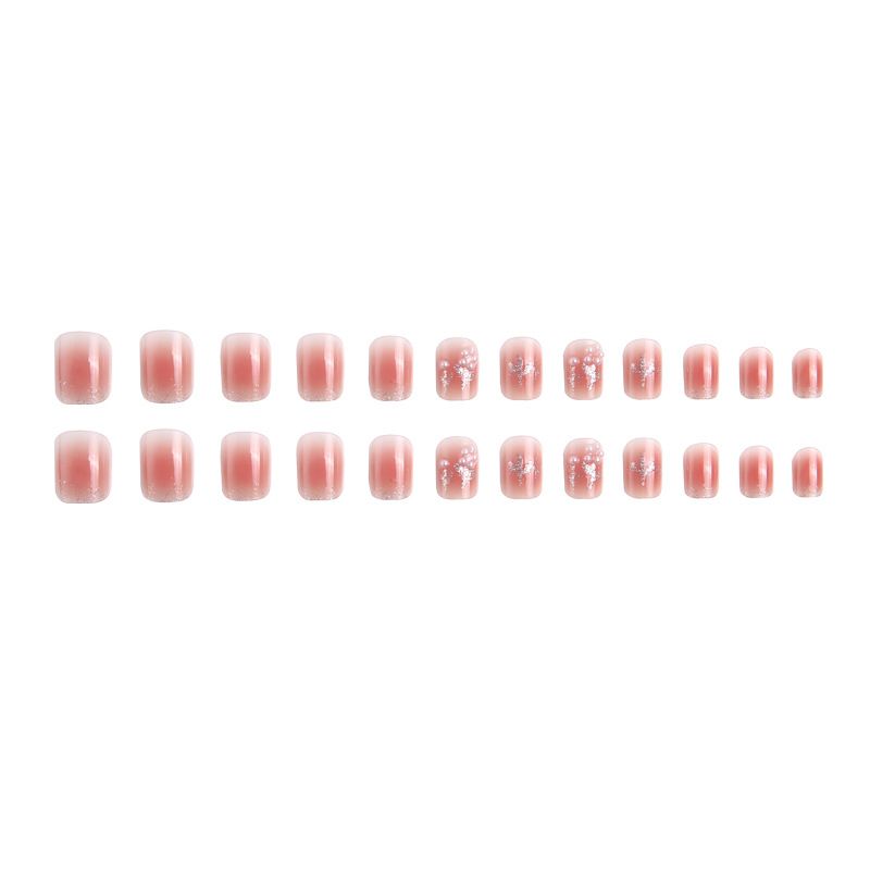 Spring Little Fresh Wearing Nail Enhancement Finished Patch powder blusher pearl flower wearable nail patch_voghion.com