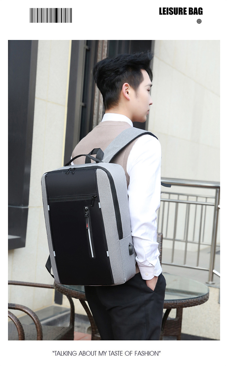 Men's Backpack Simple Usb Charging Business Computer Bag, Men's Multi Functional Student Large Capacity School Bag_voghion.com