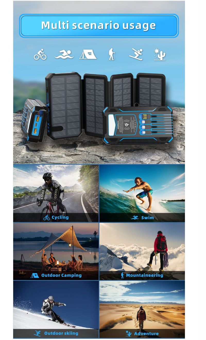 Banco de energía solar de 30 000 mAh, plegable, portátil, para exteriores, de gran capacidad_voghion.com