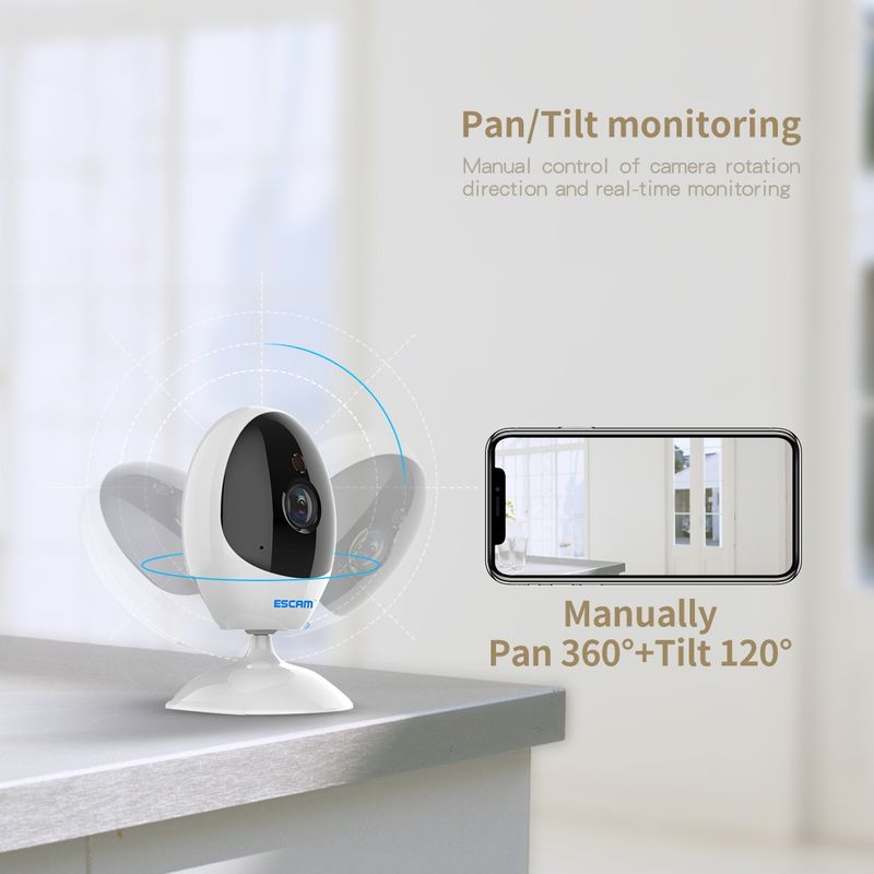 QF006 3MP 1296P HD Vnitřní bezdrátová PTZ IP kamera IR noční vidění AI detekce humanoidů domácí zabezpečení CCTV monitor, typ zástrčky: americká zástrčka (bílá)_voghion.com