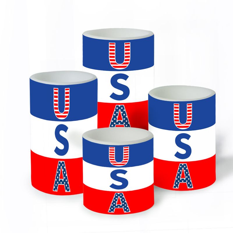 4 Piece Set Of Printed DIY Layout Candle Glow Theme Party Decoration LED Electronic Candle Light Festival Light Up_voghion.com