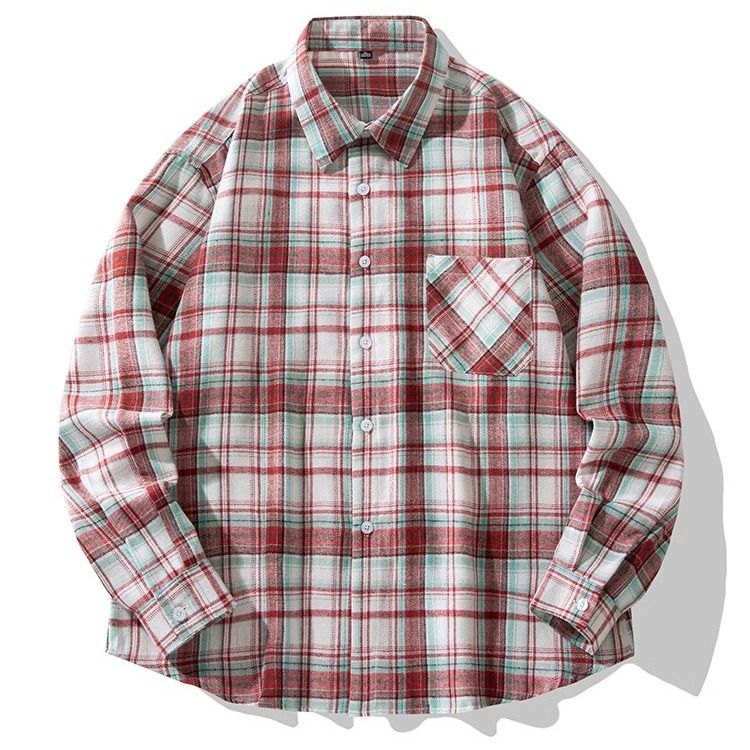 Camicia a quadri retrò, camicia casual da uomo, giacca, alla moda e alla moda, camicia street style_voghion.com