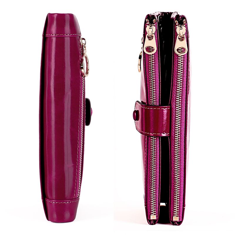 Versione coreana di borsa alla moda per il cambio del telefono cellulare, con spazzola antifurto RFID, portafoglio da donna in pelle cerata e olio lungo_voghion.com