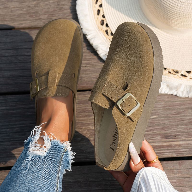 Women's 2025 New Four Seasons Casual Soft Sole Backless Clogs Cork Half Slippers_voghion.com