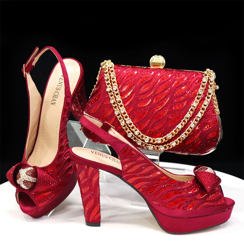 Shoe Bag Set Combination Fish Mouth High Heels With Ladder Handbag_voghion.com