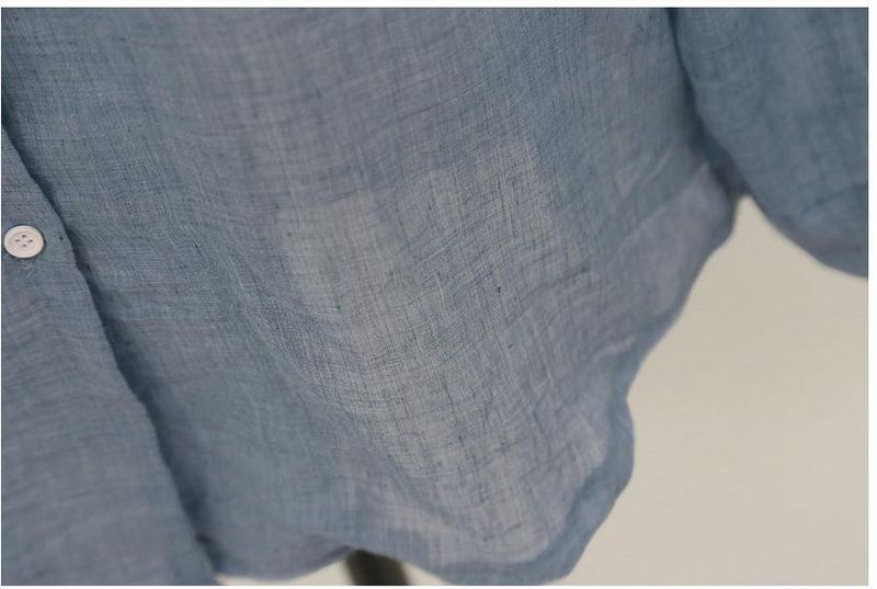 Abbigliamento da donna Camicie casual Maniche lunghe Camicie larghe e sottili da donna Camicia casual in lino Manica lunga Vestibilità ampia Leggera Protezione solare Top_voghion.com