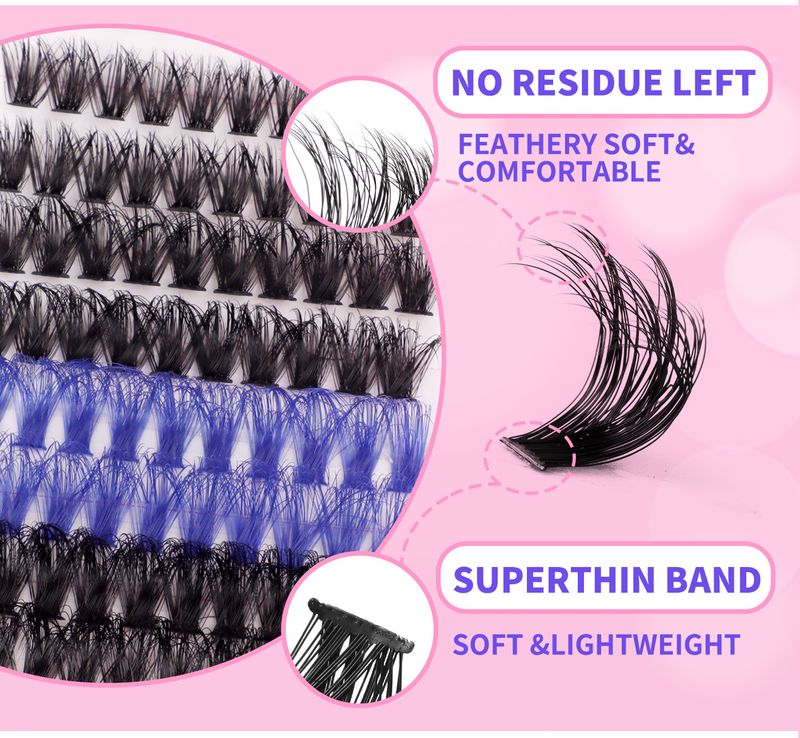 Cross border foreign trade 590 clusters of colorful thick D curved single cluster false eyelashes set 10 18mm DIY segmented eyelashes_voghion.com