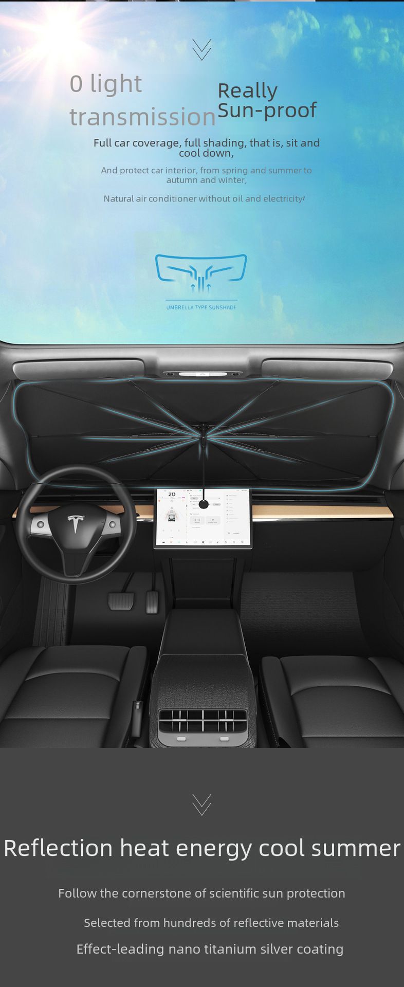Parasolar auto parbriz față protecție solară auto izolație termică parasolar titan argintiu parasolar vară_voghion.com