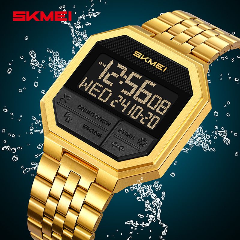 Shimei Metall-Stahlband für Herren, Studenten, wasserdicht, Sport, elektronische Uhr_voghion.com