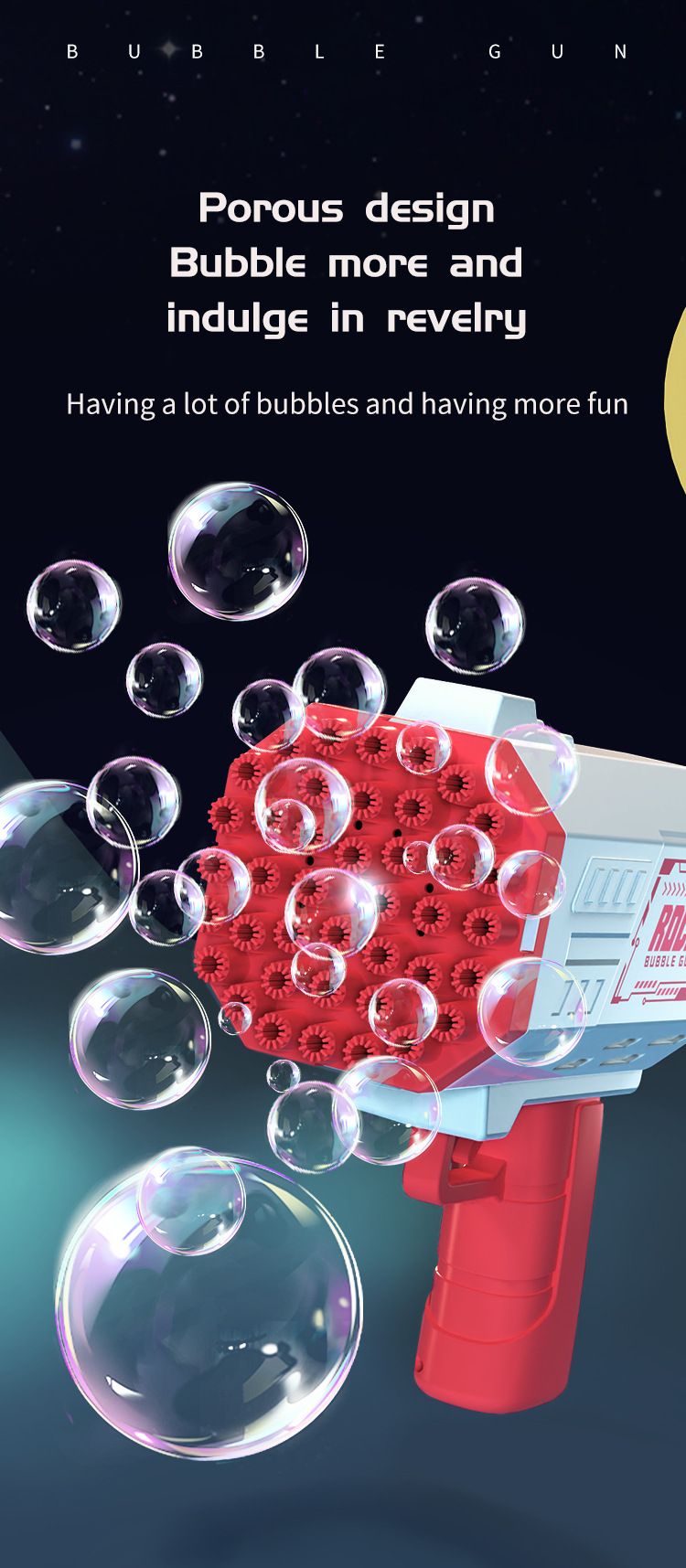 40-gats raket bubbelpistool - Ruimtegatling bubbelmachine voor kinderen, buitenspeelgoed, feestartikelen en verjaardagscadeaus_voghion.com