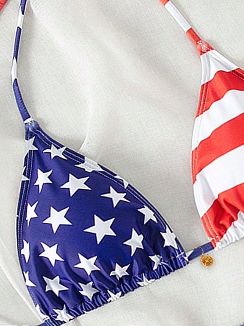 Bikini de verano 2026, sexy, con bloques de color, escote halter y tirantes, conjunto de dos piezas._voghion.com