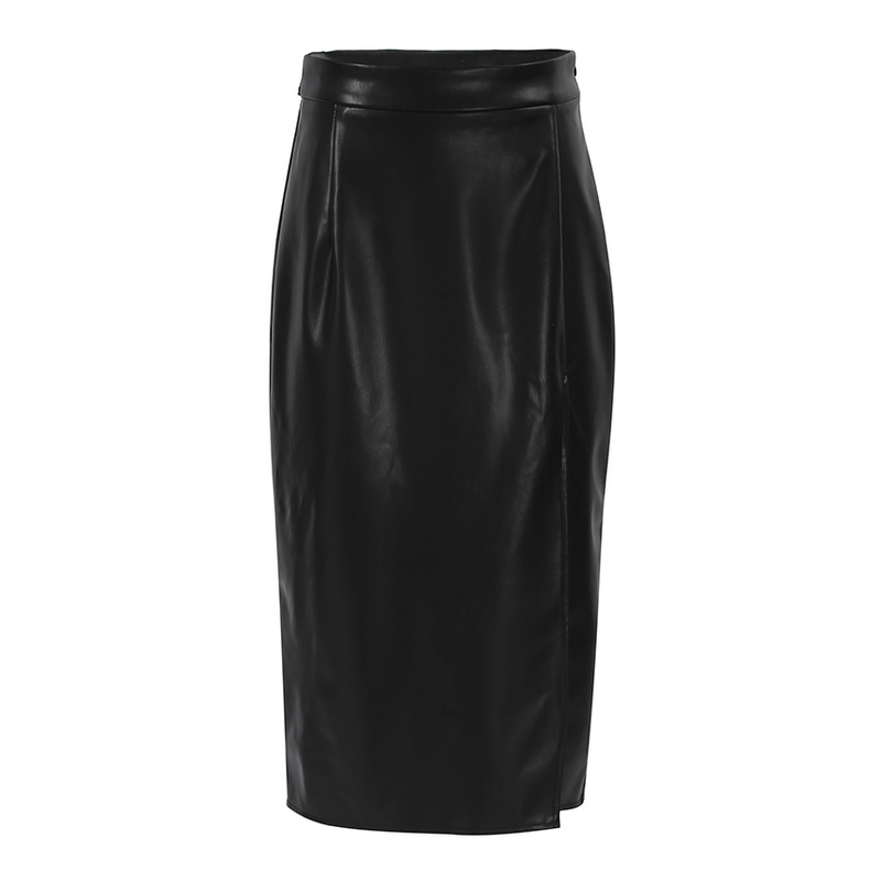 Gonna in pelle crosta da donna gonna in PU gonna MIDI sexy gonna alta con marsupio_voghion.com