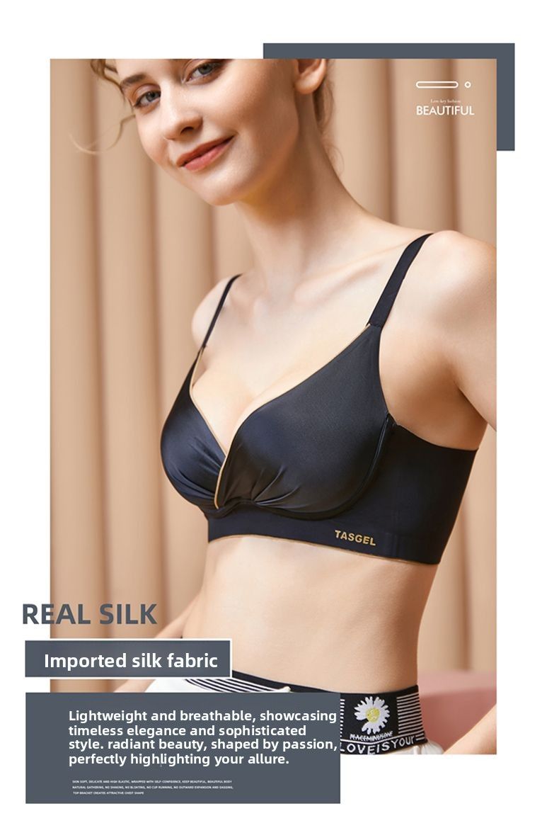 Doraime Women's Underwear Wireless Push-Up Seamless Antibacterial Side Support Anti-Sagging High-End Bra_voghion.com
