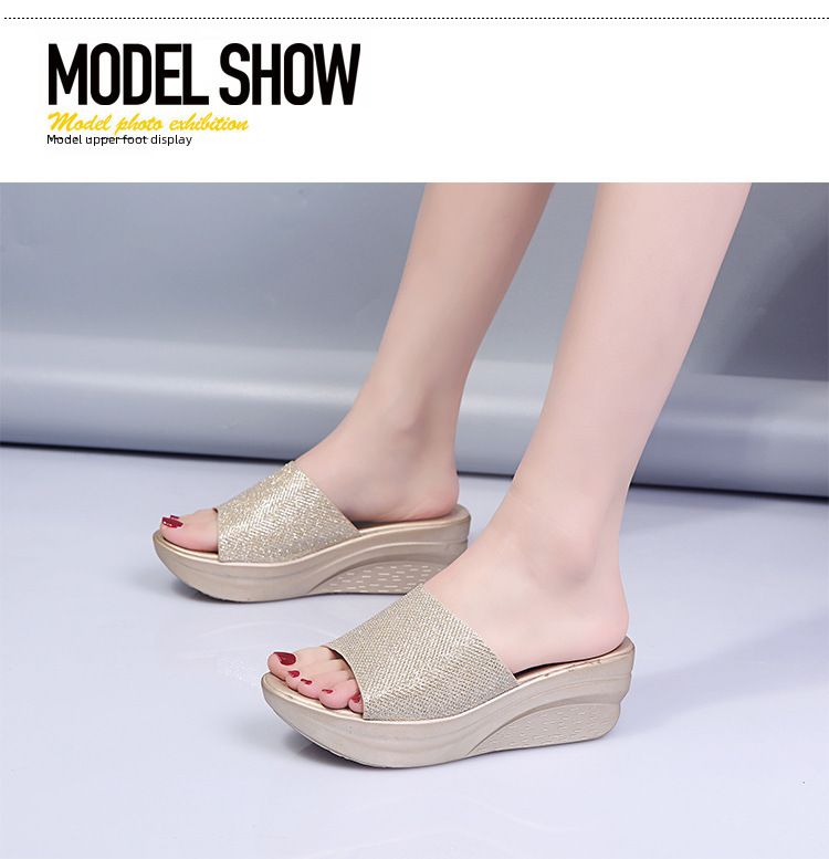 Slippers Women's Sequined Summer New Roman Platform Wedge Slippers Women's Simple Sandals Women's_voghion.com