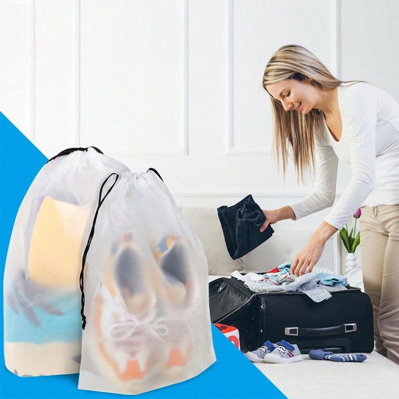 Blank Transparent Frosted Drawstring Bag Underwear Shoes And Socks Storage Bag Travel Storage Bag_voghion.com