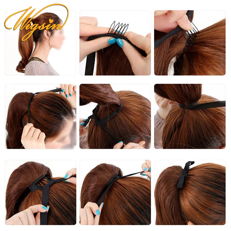 Capelli sintetici per donne con capelli lunghi e lisci e coda di cavallo invisibile naturale_voghion.com