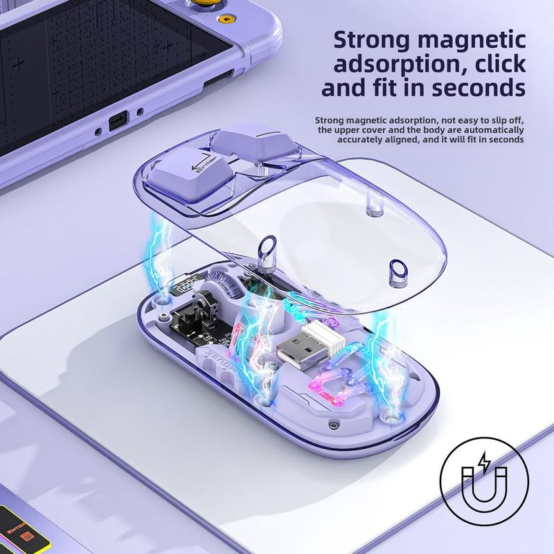Transparent Wireless Dual Mode RGB Bluetooth Mouse Ergonomic Notebook Tablet PC Universal High-value_voghion.com
