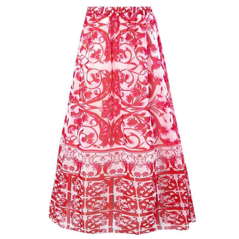 Modisches einteiliges Badeanzug-Set mit bedrucktem Gaze-Kleid, Strand-Spa-Bikini_voghion.com
