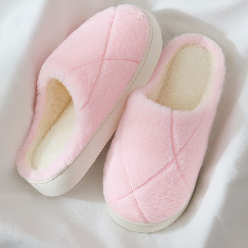 Warm Home New Indoor Maternity Thick Sole Cute Women Autumn Winter 2025 Fuzzy Slippers Cotton_voghion.com