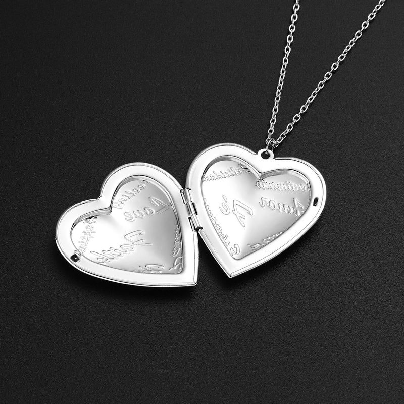 Collier pendentif amour simple peut ouvrir le cadre sculpté photos mode couple collier tempérament collier femmes_voghion.com