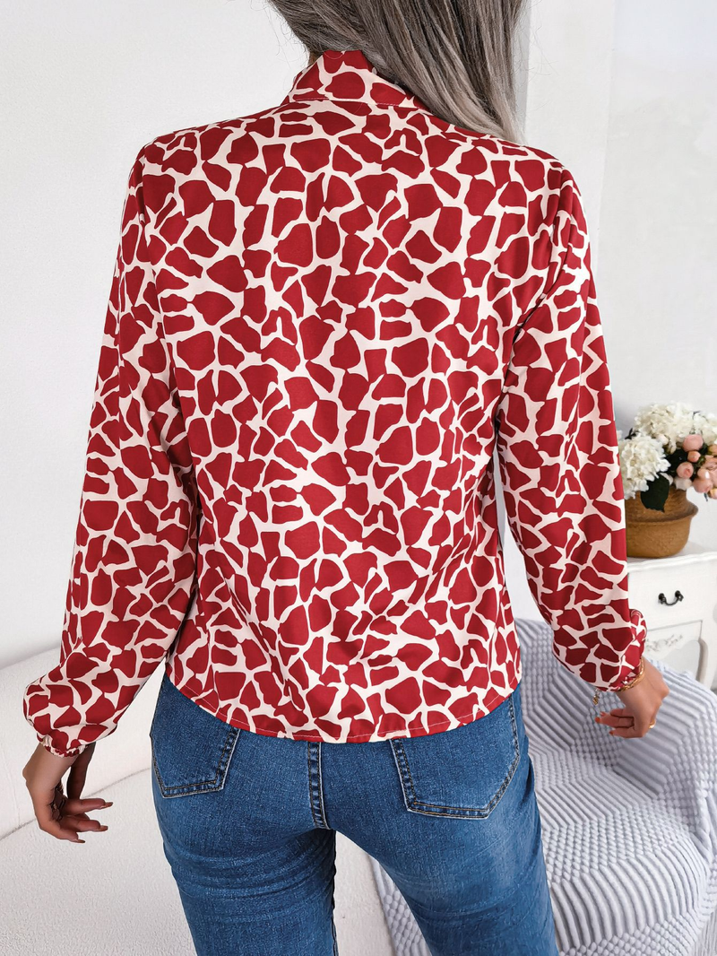 Women's fashion lantern sleeve chiffon top_voghion.com