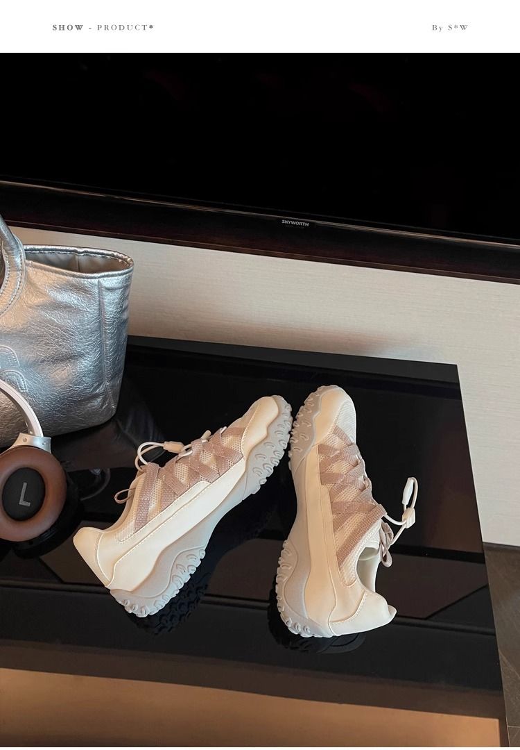 Primavera e autunno nuove scarpe con tacco a zeppa commercio estero grandi dimensioni scarpe sportive arcobaleno fondo scarpe da papà spot scarpe da corsa da donna_voghion.com